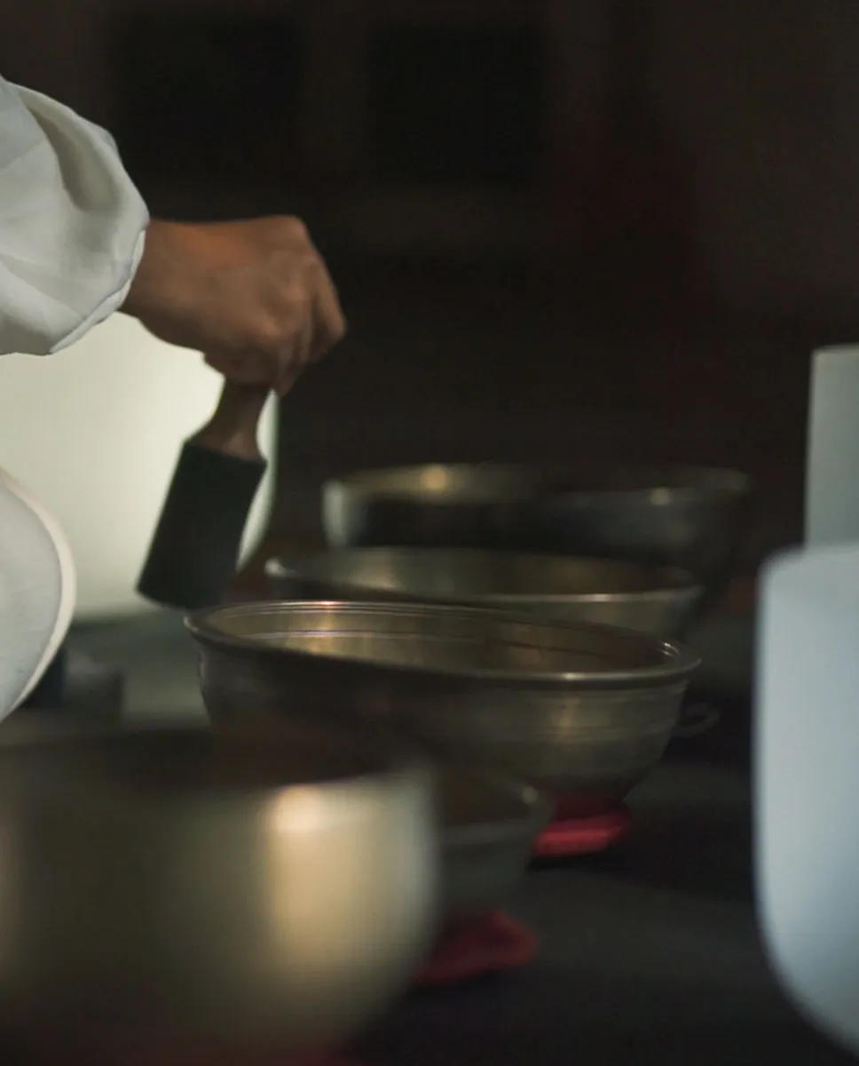Sound healing instruments including singing bowls at Ayutyas Holistic Healing Home Sukawati