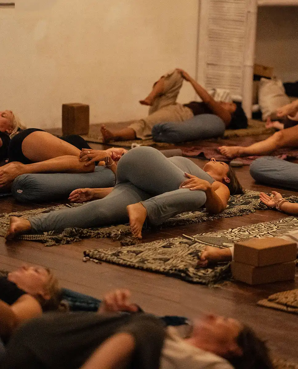 Hatha and Yin yoga practice at Ayutyas Holistic Healing Home Sukawati